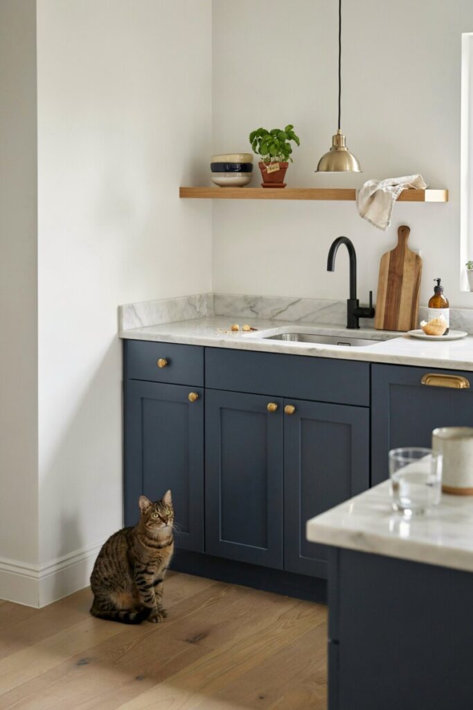 Kitchen featuring bold accent colors in Nordic interiors