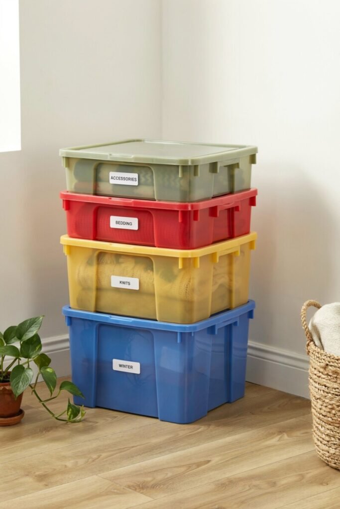 Colorful Storage Bins and Organization