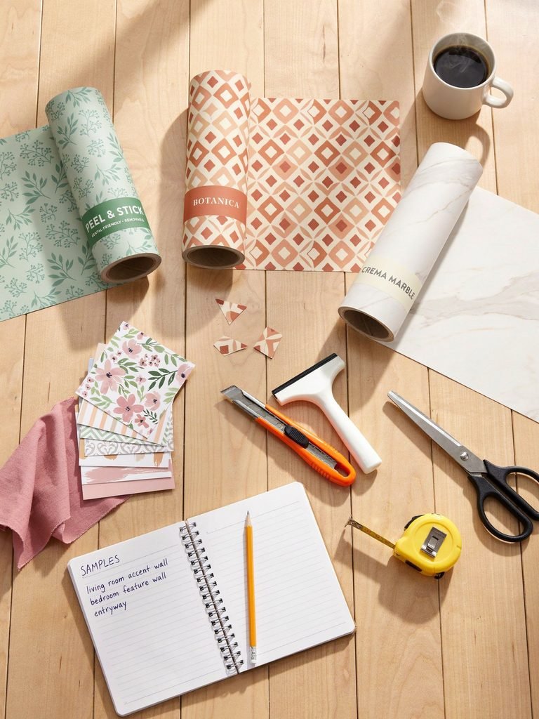 Flat Lay of Rolls, Samples, and Tools