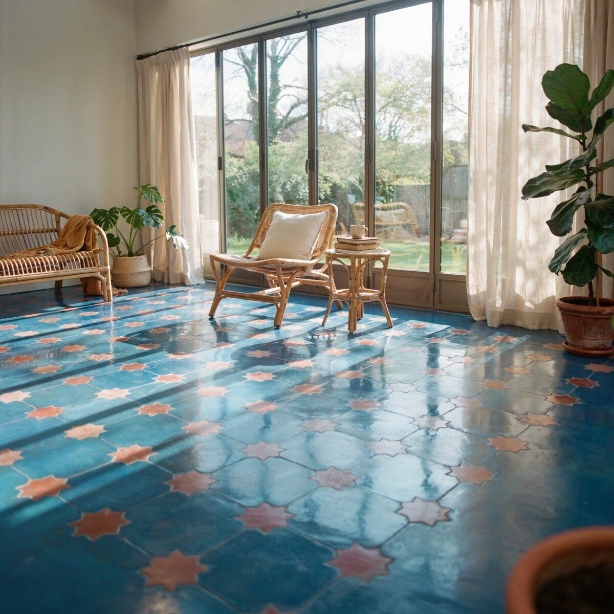 How to Stencil a Concrete Floor for a Vibrant Patterned Look